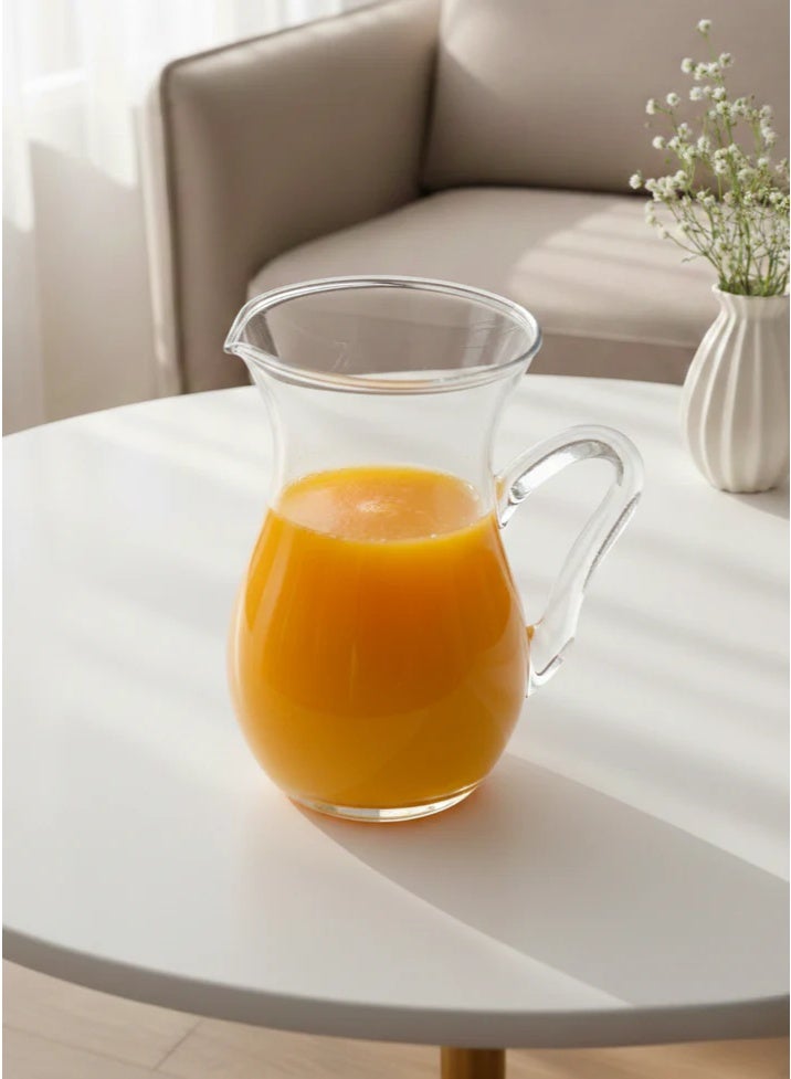 Home Pro Classic Hourglass Premium Clear Glass Mini Jug / Elegant Individual Juice and Milk Pitcher with Ergonomic Handle / 350 ml Small Glass Server - Image 2