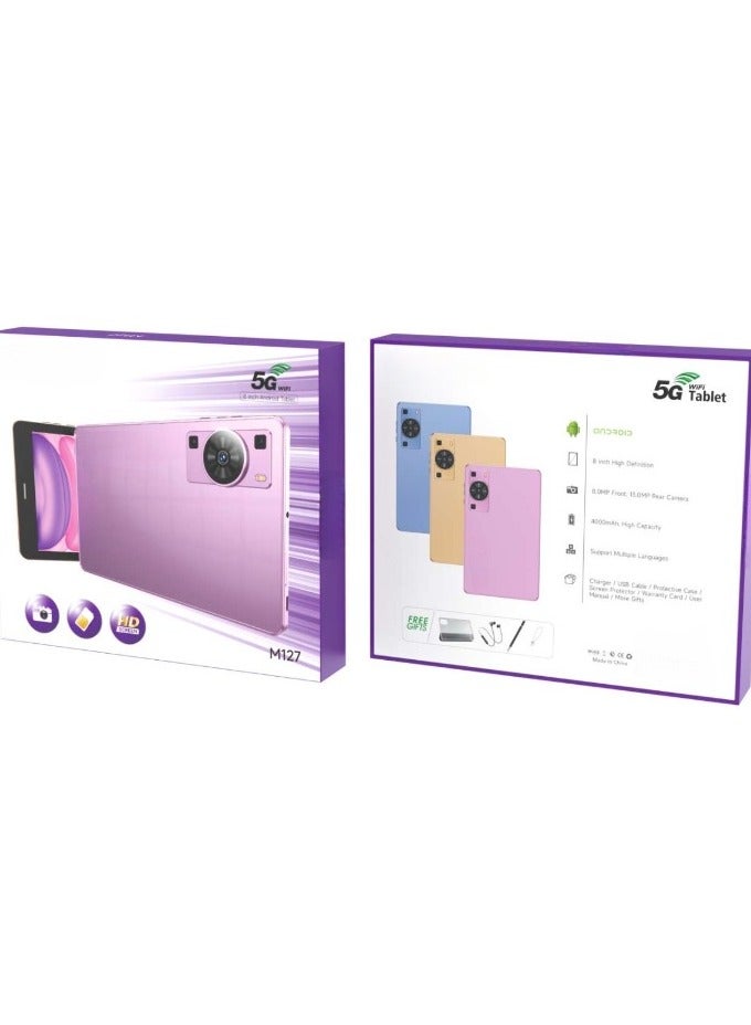 REBENUO Modio M127 tablet, 8-inch screen, supports 5G Wi-Fi connection, provides a SIM card slot, 8GB of RAM and 256GB of storage space, with a 4000mAh battery (pink) - Image 5