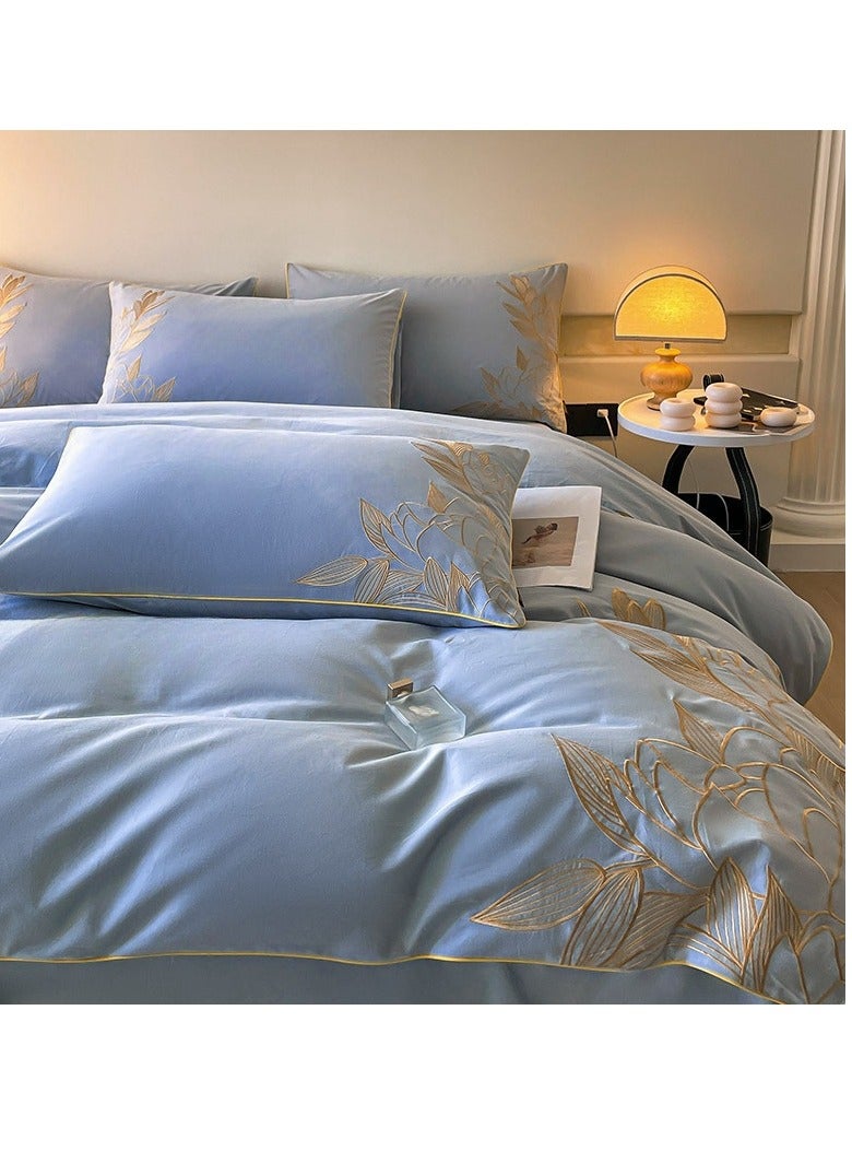 Fitted Sheet Style — ﻿ French High-End  Pure Cotton Embroidered Bedding Four Piece Set - Image 1
