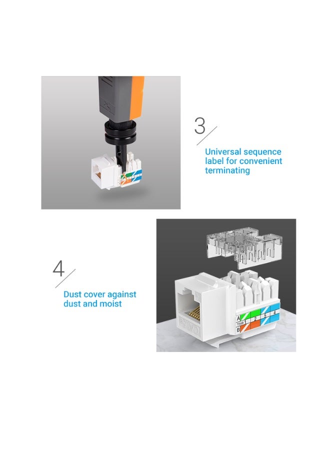VENTION Cat.6 UTP 180 Degree Keystone Jack White Model # IPEW0 - Image 4