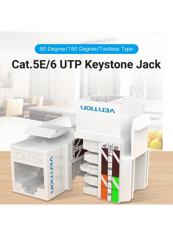 VENTION Cat.6 UTP 180 Degree Keystone Jack White Model # IPEW0 - Image 2