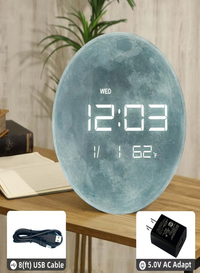 ساعة حائط رقمية من إن بي ديل مقاس 13 بوصة مزودة بشاشة LED، وتقويم، ومقياس حرارة، وخاصية التعتيم التلقائي، ونظام عرض الوقت 12/24 ساعة، للاستخدام على الحائط أو المكتب - HUI-7860 - Image 3