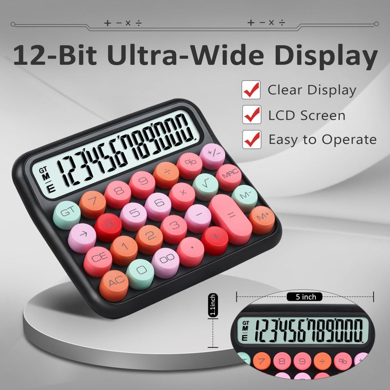 VEWINGL Mechanical Calculator 12 Digit Desk Calculator with Extra Large 5" LCD Display, Big Easy-Press Buttons, 15Â° Tilted Screen, Office & School Desktop Calculator - Image 5