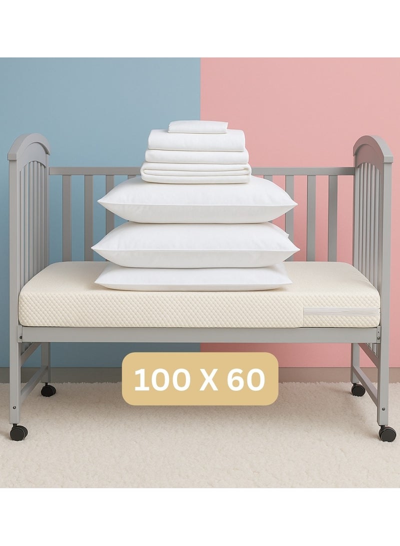 F.A.M.S Luxury Baby Mattress Dream Box Set – Newborn Sleep Essentials with Cotton Bedding, Baby Pillows, Protectors & Surprise Gift - Image 1