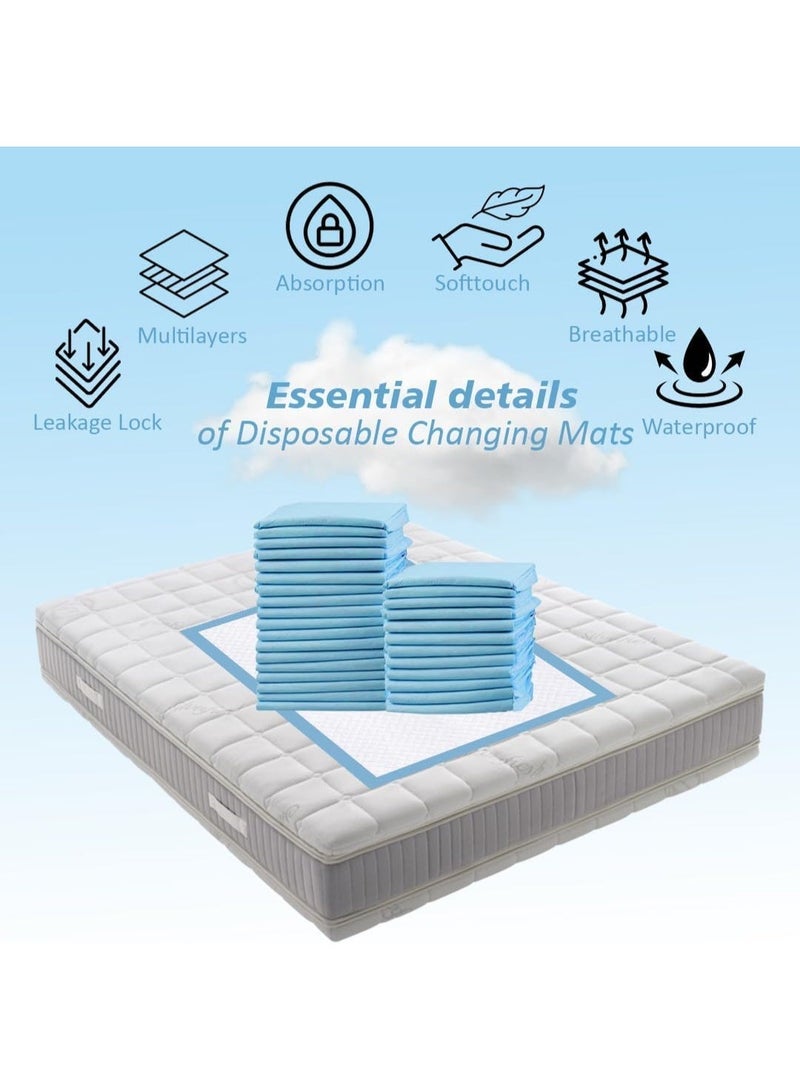 Cute 'n' Cuddle عبوة من 180 حفاضة قابلة للاستخدام مرة واحدة ناعمة فائقة الامتصاص مقاومة للماء بطانة حصيرة تغيير خالية من الفوضى غطاء حصيرة تغيير الأطفال وسادات السرير، زرقاء، 60 سم × 90 سم - Image 3