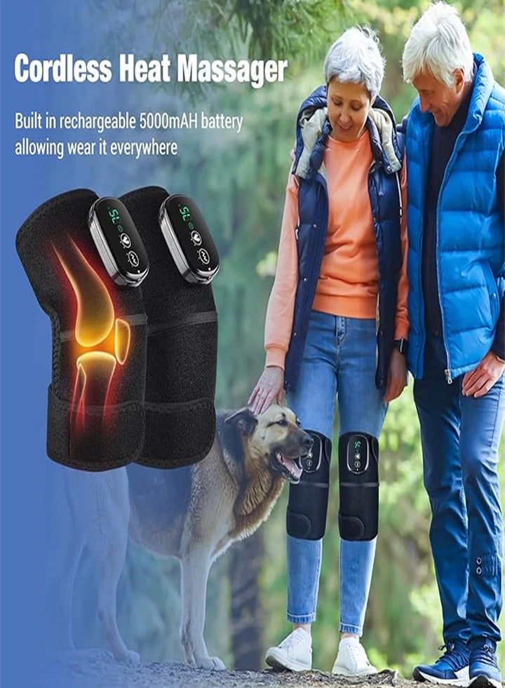 Electric Heating Therapy Knee, Massager Shoulder Therapy Leg, Arthritis Elbow Pain Relief Warming Knee Pain Brace Massage 3 Heating Modes (2 Pieces) - Image 5