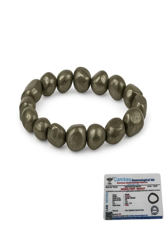ARE - Aeora Rocks: Original Raw Pyrite Tumbled Bracelet for Confidence, Wealth, Success, Money & Protection - Healing Crystal for Men and Women (Tumble Size: 12-15 mm Approx) - Image 1