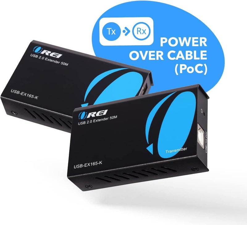 OREI USB Over Cat5e/6 Extender Upto 165 Feet - Extends USB 2.0 Signal Over LAN Ethernet with 2 Ports - Power Over Cable for Long Distance Extension Supports All Operating System (USB-EX165-K) - Image 4