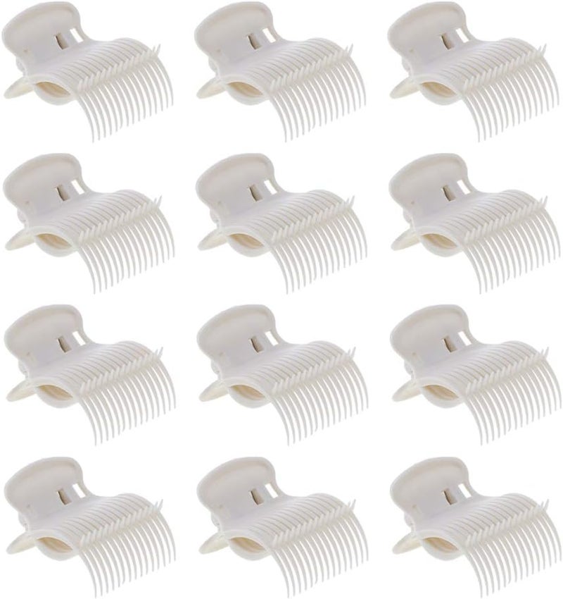 klarako 12pcs Plastic Hot Roller Clips Hair Curler Claw Clips for Small, Medium, Large and Jumbo Hair Rollers  Beige - Image 3