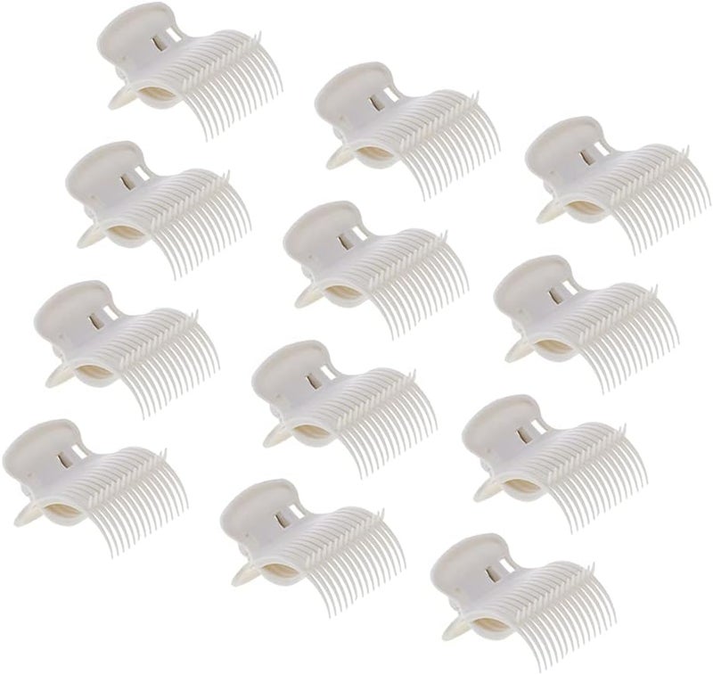 klarako 12pcs Plastic Hot Roller Clips Hair Curler Claw Clips for Small, Medium, Large and Jumbo Hair Rollers  Beige - Image 1