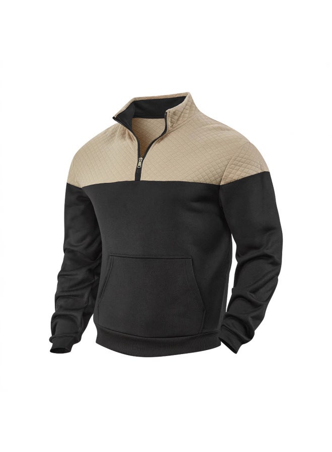 Popular Color-blocked Half-zip Pullover Outdoor Fashionable Casual Sweatshirt - Image 4