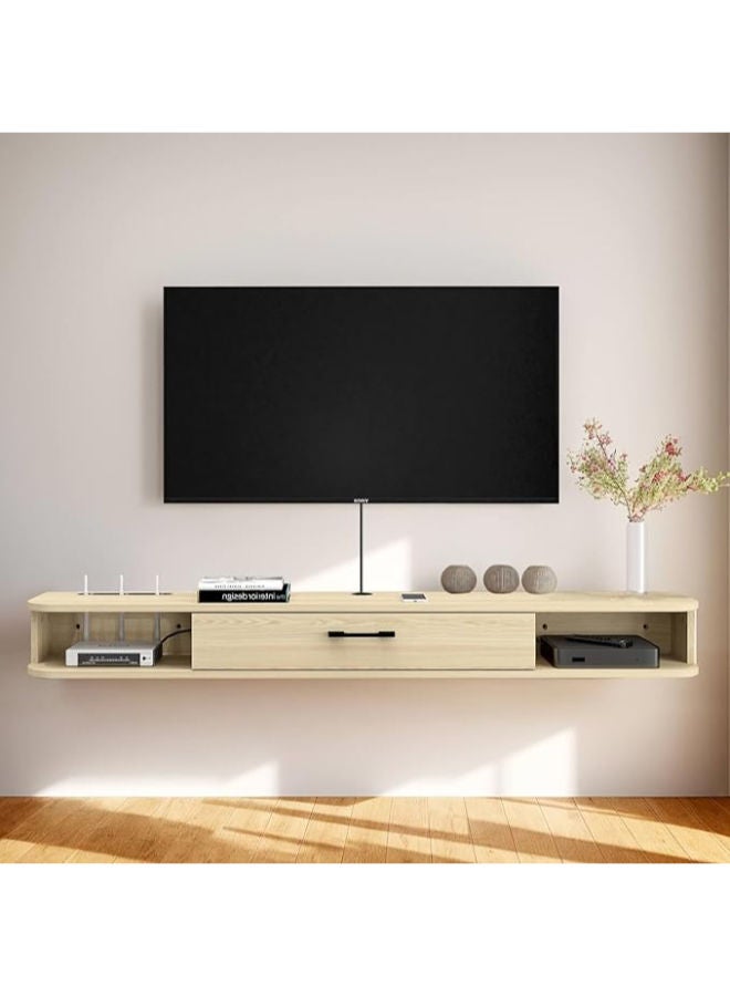 Bixiaomei Floating TV Unit – Wall-Mounted 71” Oak TV Stand with Storage for Modern Spaces - Image 1