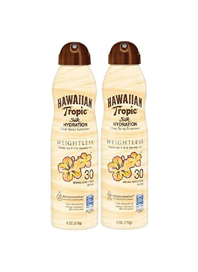 Hawaiian Tropic Sunscreen Silk Hydration Weightless Broad Spectrum Sunscreen Spray Spf 30 6 Ounce Twin Pack  - Image 2
