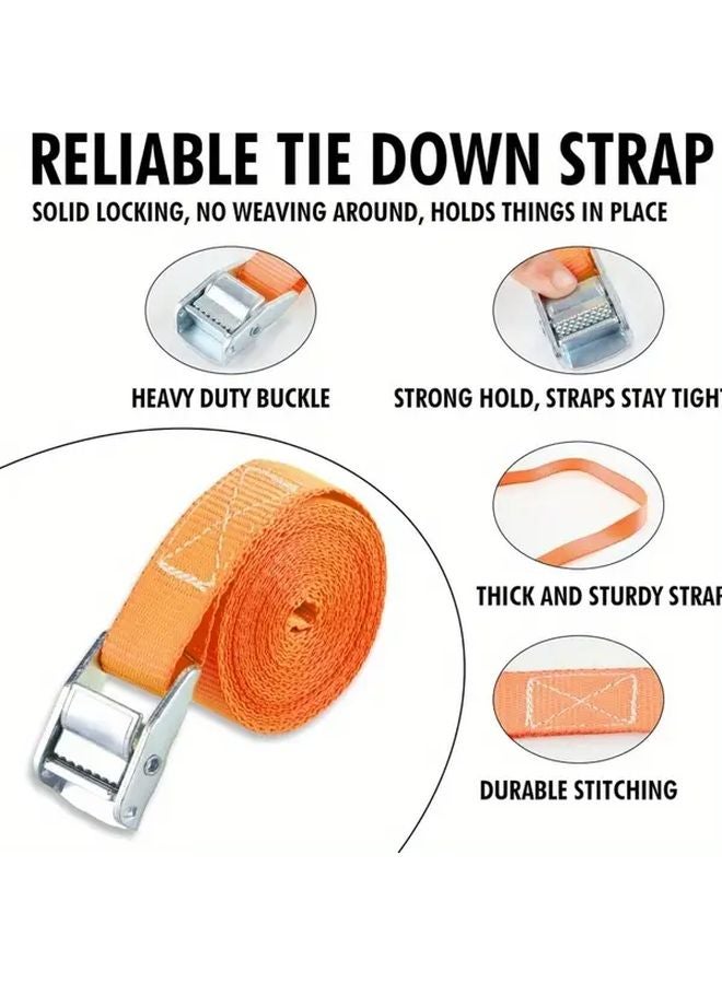 4pcs Heavy Duty Ratchet Straps Adjustable Nylon Tie Down for Car RV Motorcycle - Image 4