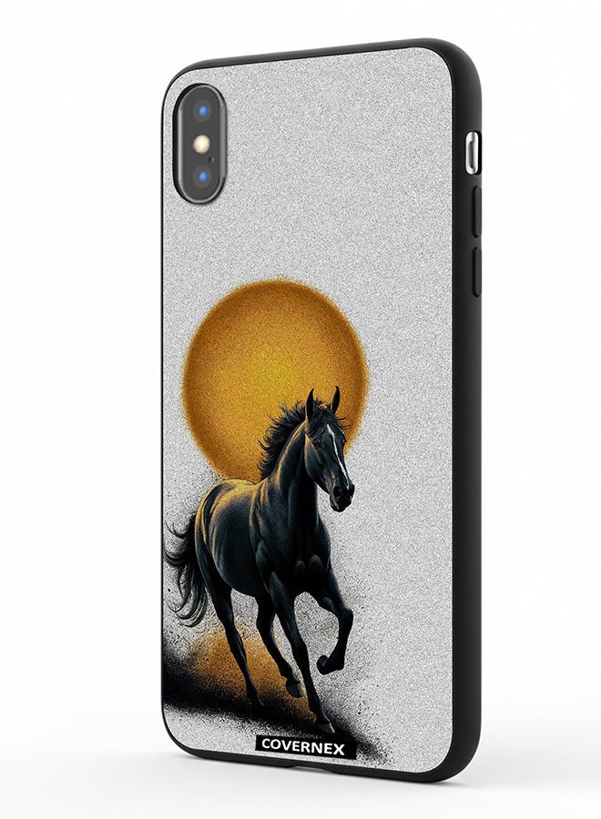 Covernex Apple iPhone X Protective Case Cover Printed Featuring Galloping Horse with Sunset Backdrop - Image 1