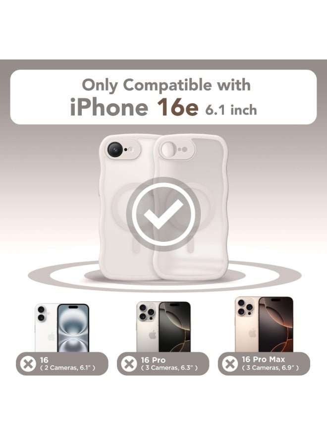 كبرارو جراب لهاتف iPhone 16e مقاس 6.1 بوصة، مُحسّن [حماية كاملة للكاميرا] [متوافق مع MagSafe] جراب هاتف شفاف غير لامع لطيف على شكل موجة، أبيض عاجي - Image 2