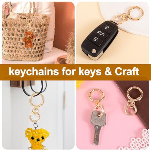 Winsyison 2pcs Double Opening Keychain Clip, Round Spring Snap Hooks for Lanyards DIY Crafts Making, Zinc Alloy Swivel Keychain Clasp for Camping Hiking Travelling- Gold - Image 5