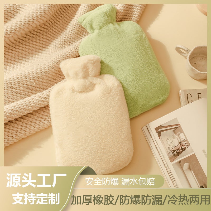 Soft Rabbit Fur Pvc Water Bag Water Hand Warmer Thickened Explosion-Proof Plush Cartoon Warm Water Bag Direct Sales - Image 2