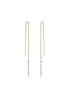 Ettika Gold Earrings. Threader Earrings For Women. Crystal Baguette Threader 18K Gold Plated Earrings. Jewelry. Birthday Gifts For Women  - Image 1