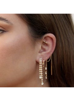 Ettika Gold Earrings. Threader Earrings For Women. Crystal Baguette Threader 18K Gold Plated Earrings. Jewelry. Birthday Gifts For Women  - Image 2
