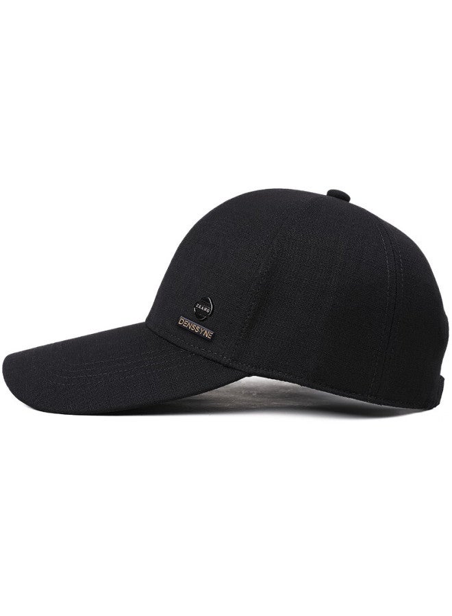 Denssyne High-quality Extended Brim Hat For Men, Spring And Autumn Hard Top Face-slimming Baseball Cap, Fashionable All-season Visor Cap, Black - Image 4