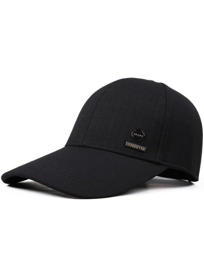 Denssyne High-quality Extended Brim Hat For Men, Spring And Autumn Hard Top Face-slimming Baseball Cap, Fashionable All-season Visor Cap, Black - Image 5