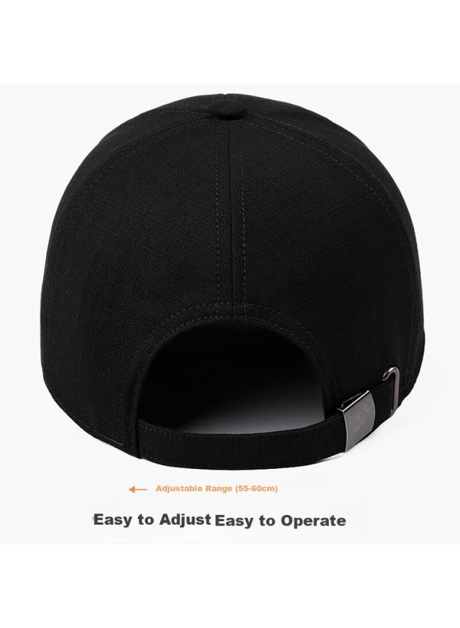 Denssyne High-quality Extended Brim Hat For Men, Spring And Autumn Hard Top Face-slimming Baseball Cap, Fashionable All-season Visor Cap, Black - Image 2