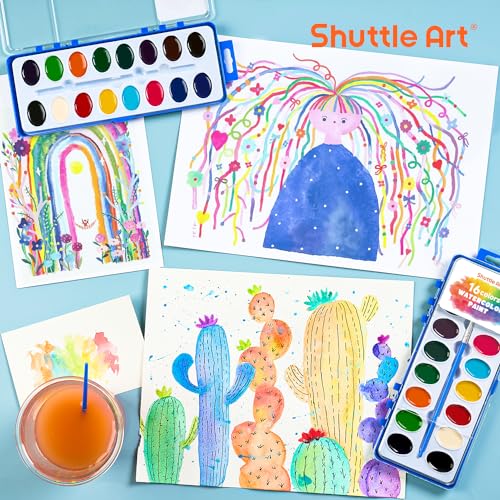 Shuttle Art 16 Colors Watercolor Paint Set Bulk, Pack of 24, Watercolor Paint Set with Paint Brushes for Kids and Adults, Washable Paint for Classroom, Parties, Kindergarten and Art Activities - Image 4