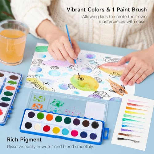 Shuttle Art 16 Colors Watercolor Paint Set Bulk, Pack of 24, Watercolor Paint Set with Paint Brushes for Kids and Adults, Washable Paint for Classroom, Parties, Kindergarten and Art Activities - Image 3