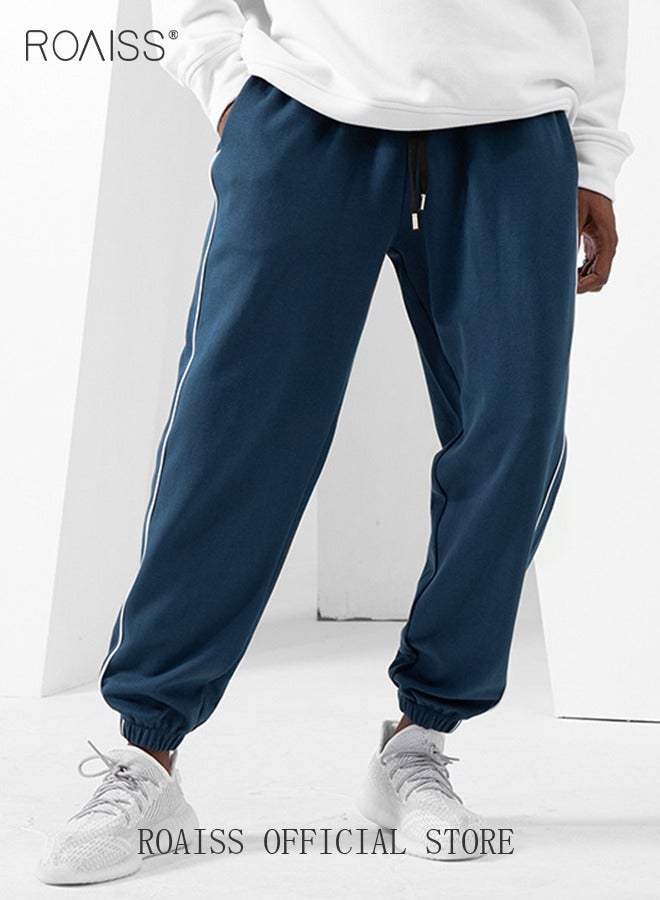 رويس بنطلون رياضي رجالي رياضة ترفيهية نحيف خياطة بسيط وحزام مطاطي الربيع والخريف - Image 2