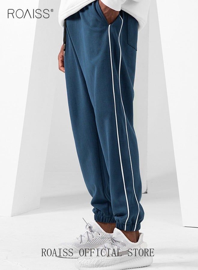 رويس بنطلون رياضي رجالي رياضة ترفيهية نحيف خياطة بسيط وحزام مطاطي الربيع والخريف - Image 3