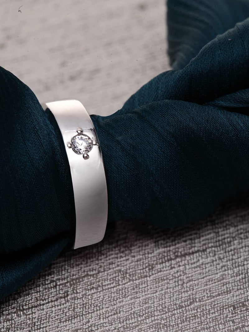 CLARA Pure 925 Sterling Silver Nario Adjustable Ring |Gift for Men and Boys | Partial Matte Finish - Image 2