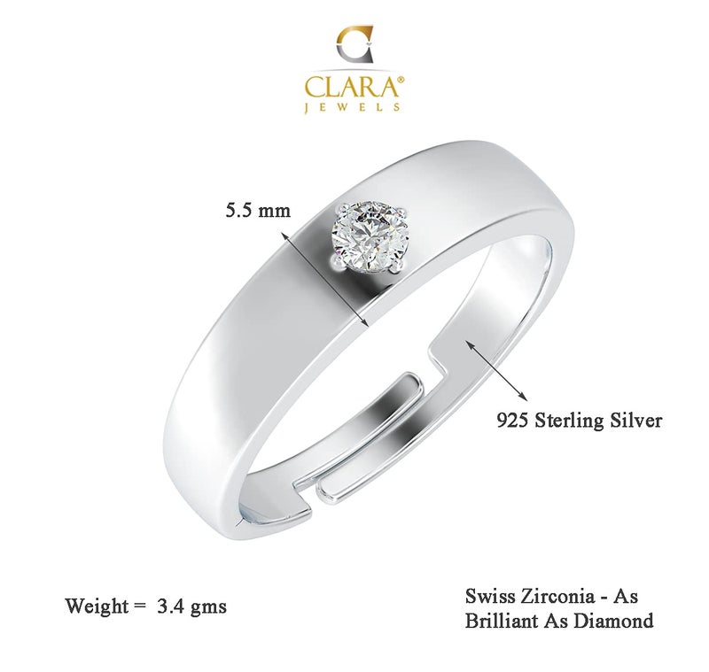CLARA Pure 925 Sterling Silver Nario Adjustable Ring |Gift for Men and Boys | Partial Matte Finish - Image 5