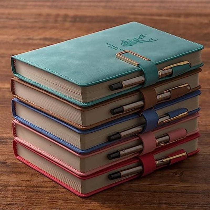 A5 Notebook Journal with Pen - Hardcover Executive Notebooks with Premium Thick Paper, College Lined Journal, 8.3"×5.8", 416 Page, PU Leather Hardcover Journal, Diary, Algae Green - Image 4
