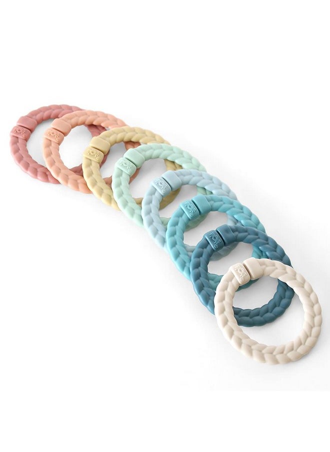 Itzy Ritzy Itzy Ritzy Linking Ring Set; Set of 8 Braided, Rainbow-Colored Versatile Linking Rings; Attach to Baby's Car Seat, Stroller & Activity Gym to Keep Toys Nearby; Rainbow  - Image 2