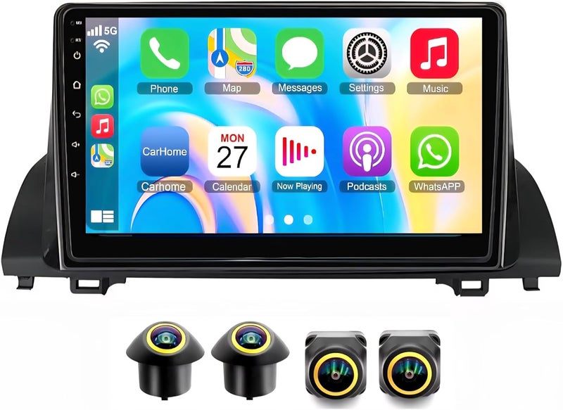 فيريكس نظام ملاحة GPS ستيريو لسيارة هوندا أكورد بشاشة أندرويد 2018-2022، كاربلاي لاسلكي، أندرويد أوتو، بلوتوث، واي فاي، كاميرا احتياطية (4 كاميرات + 32 جيجابايت 360D) - Image 1