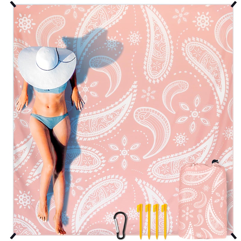 HIHOHO Beach Blanket Waterproof Sandproof Extra Large Beach Mat 79" X 83"/120"x108"for 1-8 Adults Quick Drying Durable Outdoor Picnic Mat for Beach Travel Camping Hiking - Image 1
