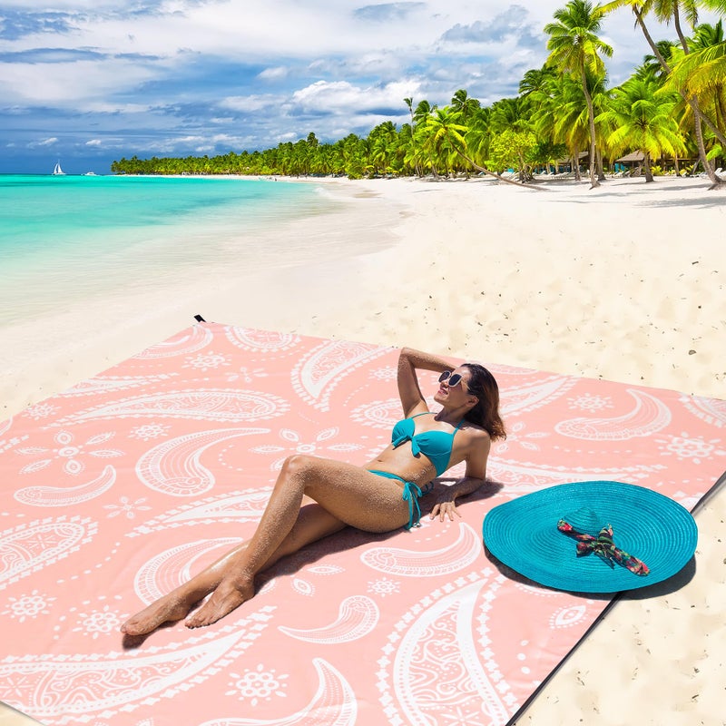 HIHOHO Beach Blanket Waterproof Sandproof Extra Large Beach Mat 79" X 83"/120"x108"for 1-8 Adults Quick Drying Durable Outdoor Picnic Mat for Beach Travel Camping Hiking - Image 4