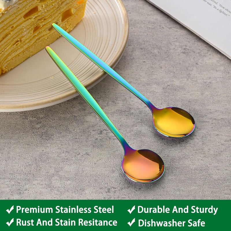 Dehov 5.1 Inch Coffee & Tea Spoons Set 6 Pieces Rainbow Stainless Steel Espresso Spoon Cute Small Spoons For Dessert Coffee - Image 3