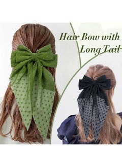 Cinaci Cinaci 8 Pieces Fancy Chiffon Large Big Oversized French Barrettes Bow Hair Clips with Long Tail Non Slip Spring Clip Hair Bows Grips Accessories for Women Girls Teens Thin Thick Hair  - Image 4