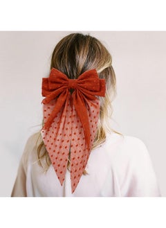 Cinaci Cinaci 8 Pieces Fancy Chiffon Large Big Oversized French Barrettes Bow Hair Clips with Long Tail Non Slip Spring Clip Hair Bows Grips Accessories for Women Girls Teens Thin Thick Hair  - Image 5