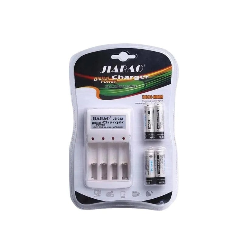 Jiabao Digital Power Charger Fits for AA/AAA Battery JB-212, 600Mah AA Rechargeable Batteries- 4pcs