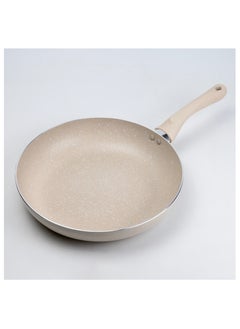 Wilson Oak Frying Pan Nonstick Induction Flat Bottom Cast Aluminum Stir Fry Pan with Marble Coating and Soft touch handle for Gas, Electric, Induction & Ceramic Stove  - Cream  - Image 3