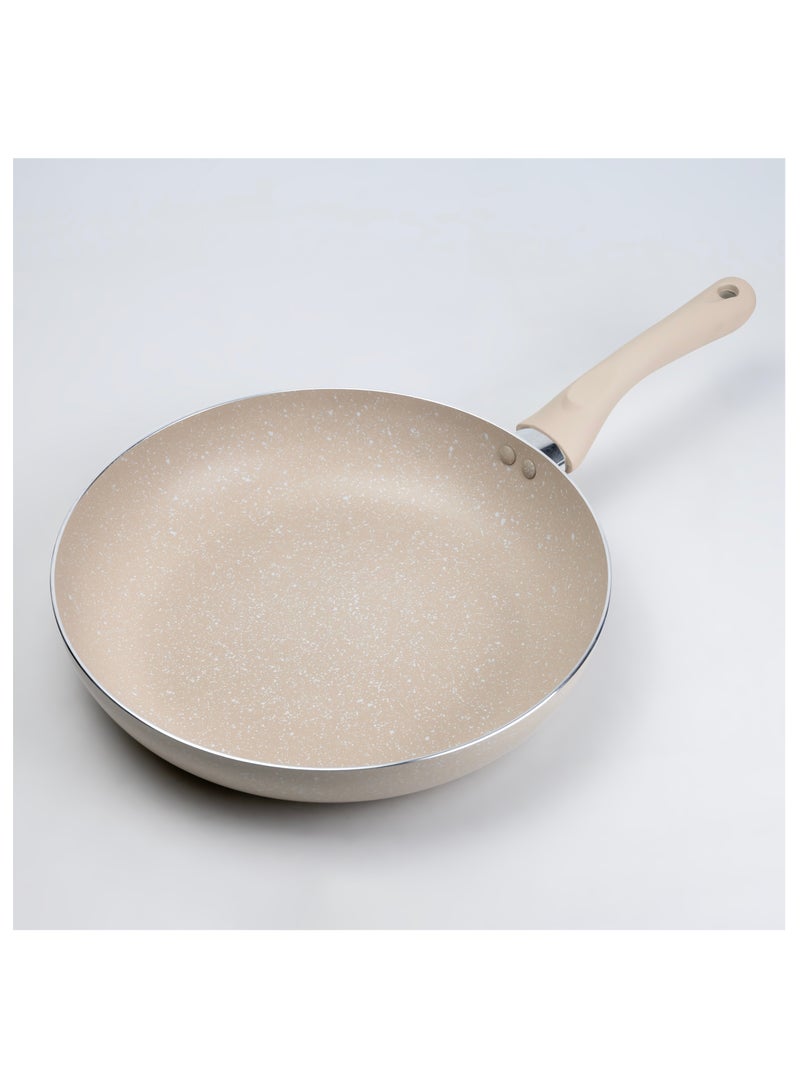Wilson Oak Frying Pan Nonstick Induction Flat Bottom Cast Aluminum Stir Fry Pan with Marble Coating and Soft touch handle for Gas, Electric, Induction & Ceramic Stove  - Cream  - Image 3
