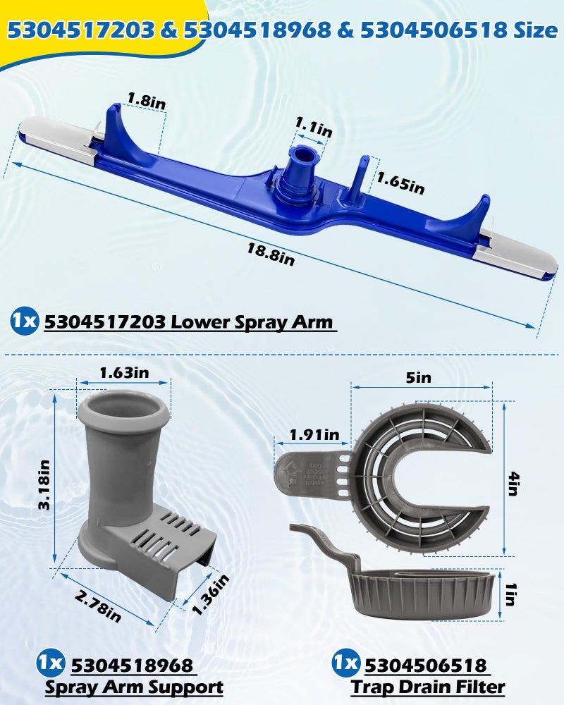 IWIWE 5304517203 1545680 Dishwasher Lower Spray Arm Set-Complete with 5304518968 Support & 5304506518 Filter-Compatible with Frigidaire Kenmore 154568002 154414101 154250901 EAP12585623 4840174 154250801 - Image 2