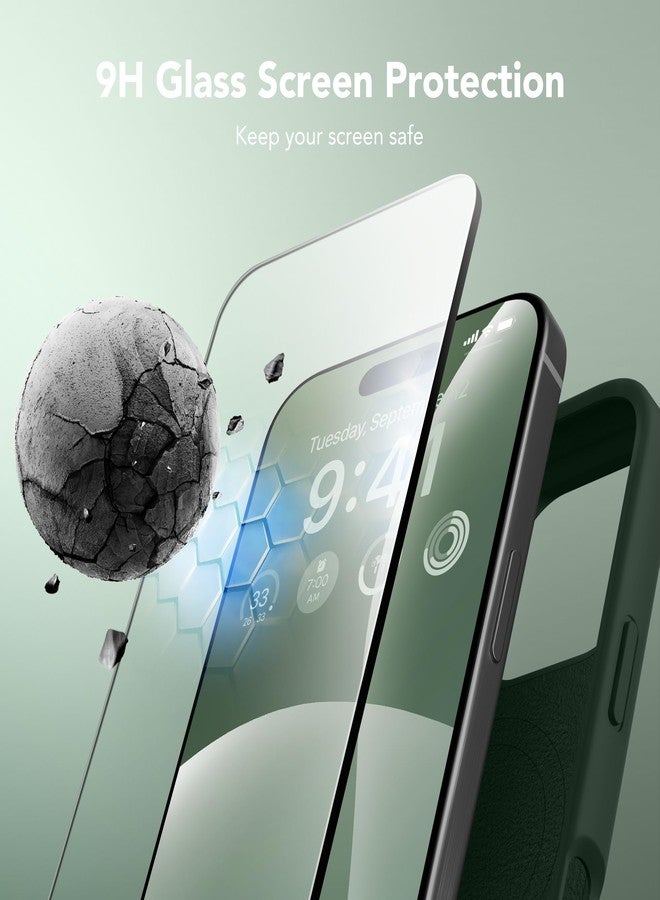 غونيز جراب GONEZ متوافق مع iPhone 16 Pro Max، متوافق مع MagSafe، جراب من السيليكون السائل، واقي شاشة + واقي عدسة، غطاء حماية كامل مقاوم للصدمات للهاتف 6.9 بوصة، أخضر داكن - Image 5