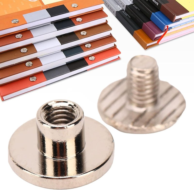 200 Sets Metal Chicago Binding Screws, Brass Electroplated Book Binding Screws, Round Flat Head Stud Screw with Arc Surface, Leather Rivet Kit for DIY Crafting and Repair Projects (Silver) - Image 3