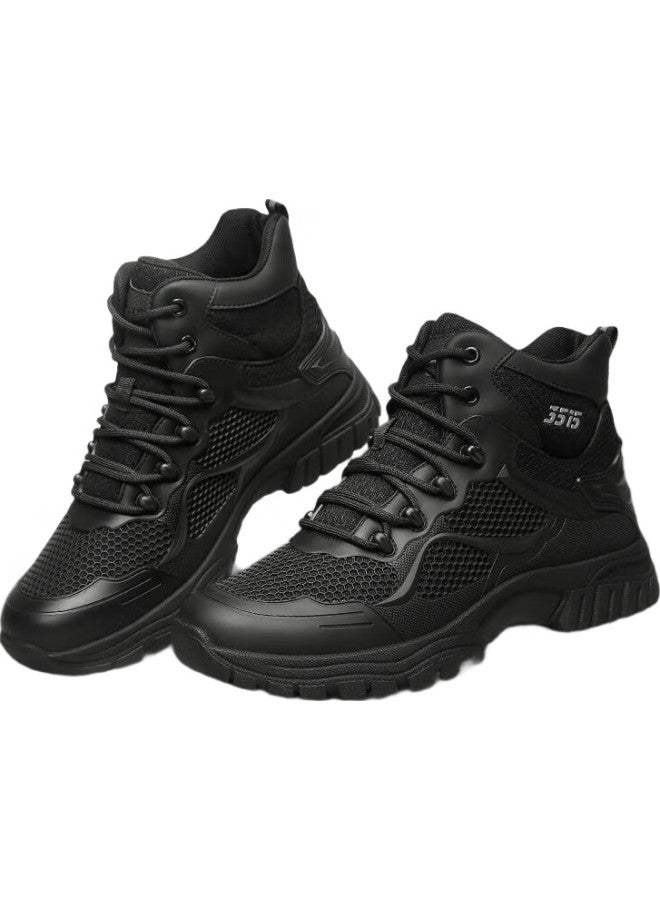 Strongman 3515 Men'S Lace-Up Outdoor Training Boots Kevlar Anti-Puncture Casual All-Season Military Enthusiast Sports Mountaineering Boots Jds007 Black Size 43 - Image 1