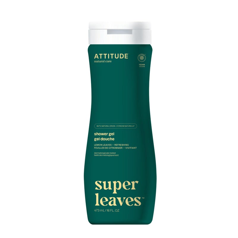 ATTITUDE Body Wash EWG Verified Shower Gel Dermatologically Tested Plant and MineralBased Vegan Personal Care Products Lemon Leaves 16 Fl Oz