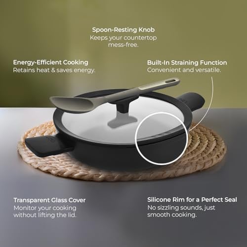 Berghoff 24cm Recycled Aluminum Non-Stick Cooking Kadhai & Toughened Glass Lid | CeraGreen Ceramic Coating | PTFE, PFAS Free | Induction, Dishwasher Ready | Black | 5 Yr Warranty - Image 5